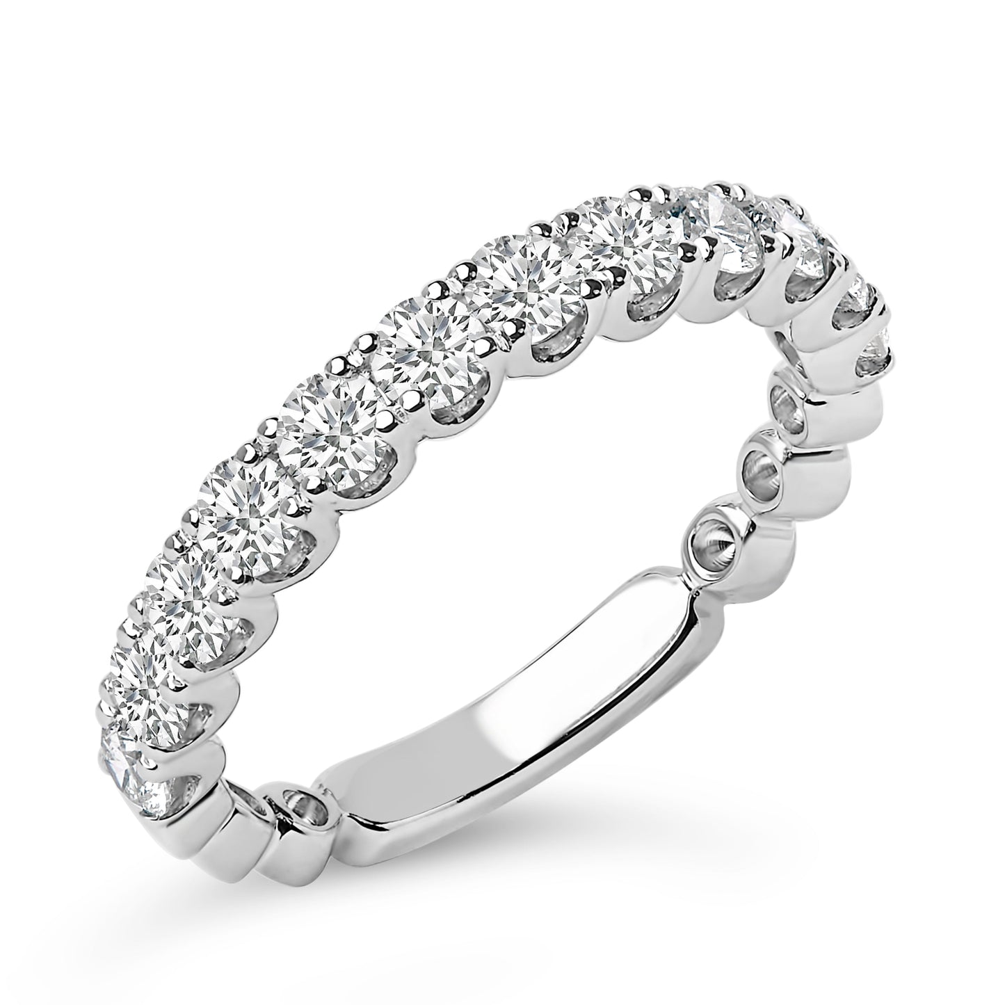 14K white gold wedding band with 1.00 Cttw round diamonds, prong set, by Bids.com on Tampa Home & Garden Store