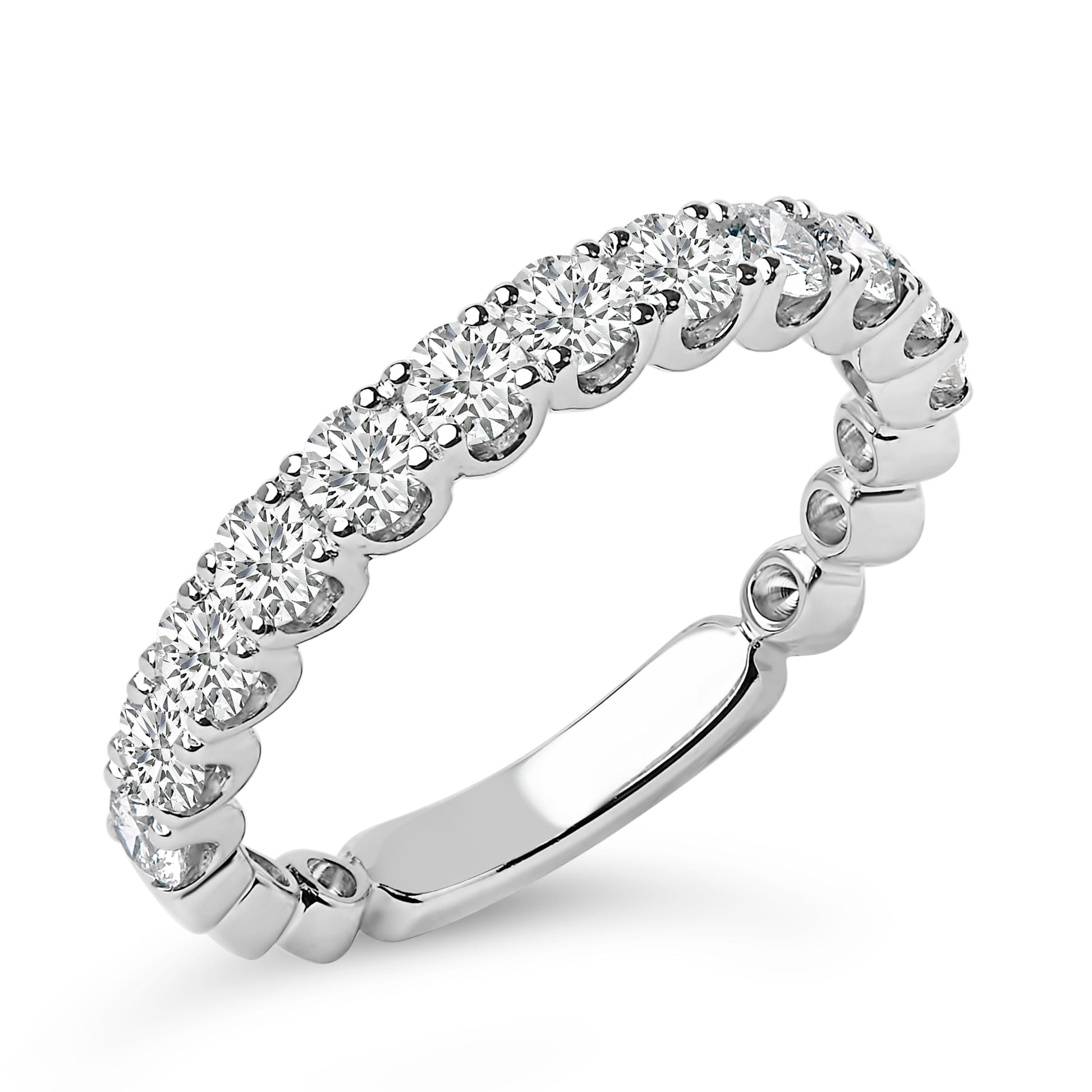14K white gold wedding band with 1.00 Cttw round diamonds, prong set, by Bids.com on Tampa Home & Garden Store