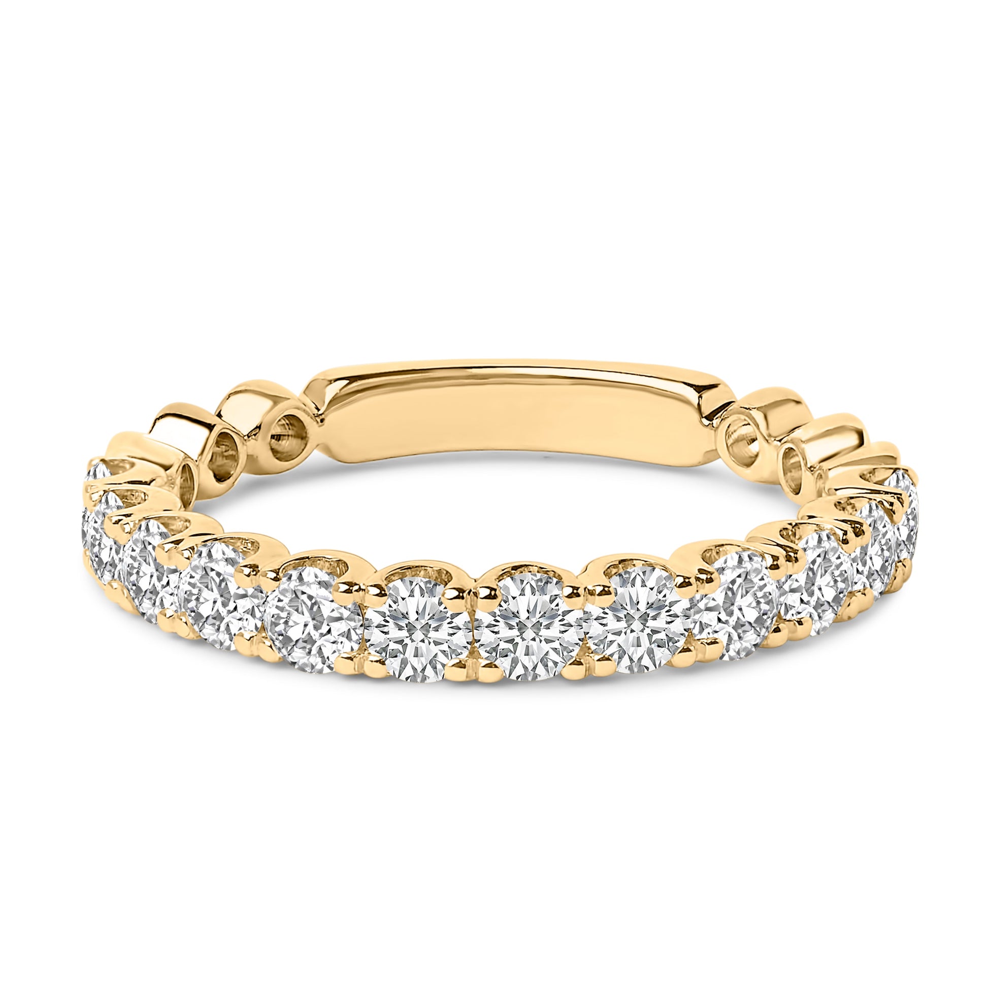 14K white gold wedding band with 1.00 ct tw round diamonds prong-set two-tone gold on Tampa Home & Garden Store