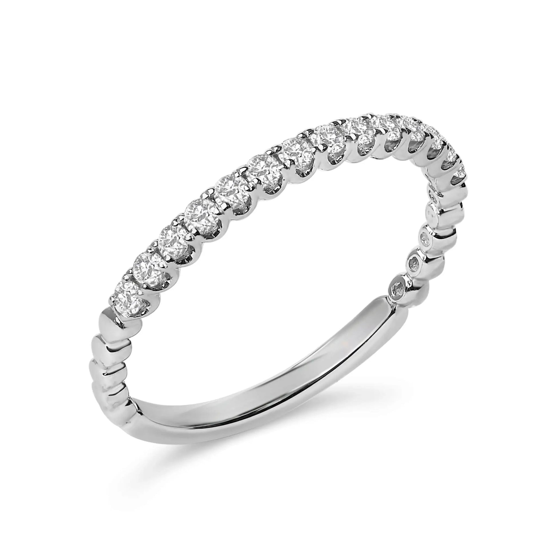 Ring 14K white gold wedding band with 1/4 ctw round diamonds in a prong setting, Bids.com on Tampa Home & Garden Store