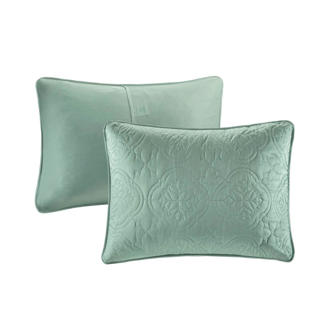 Three Piece Seafoam and Reversible Bedspread Set
