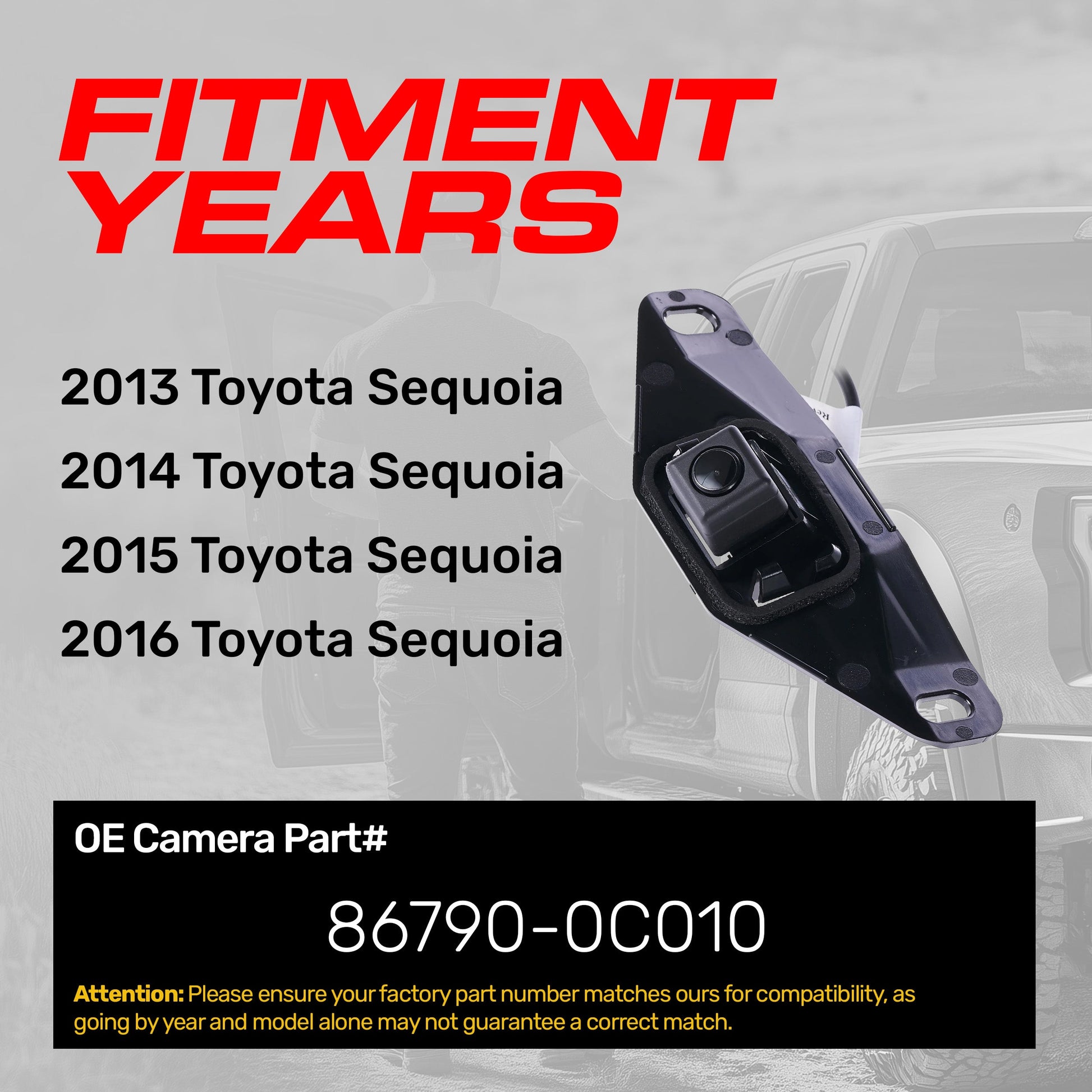 OEM backup camera for Toyota Sequoia (2013–2016), Master Tailgaters part #86790-0C010 on Tampa Home & Garden Store