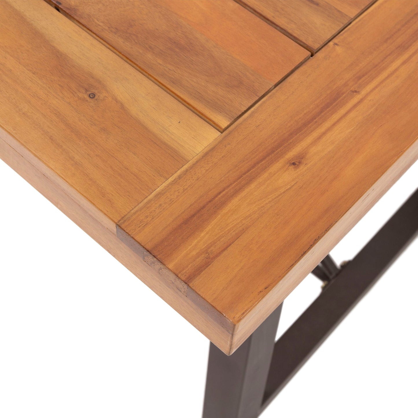 Acacia Wood Outdoor Dining Table And Iron Frame