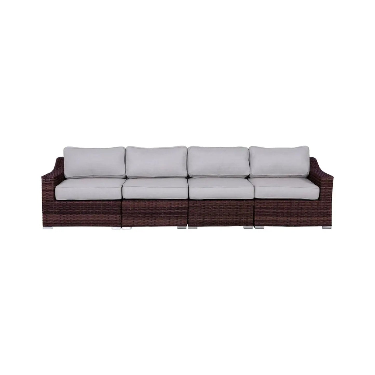 Contemporary outdoor rattan sectional with gray cushions, 4-seat by Unique Piece Furniture on Tampa Home & Garden Store