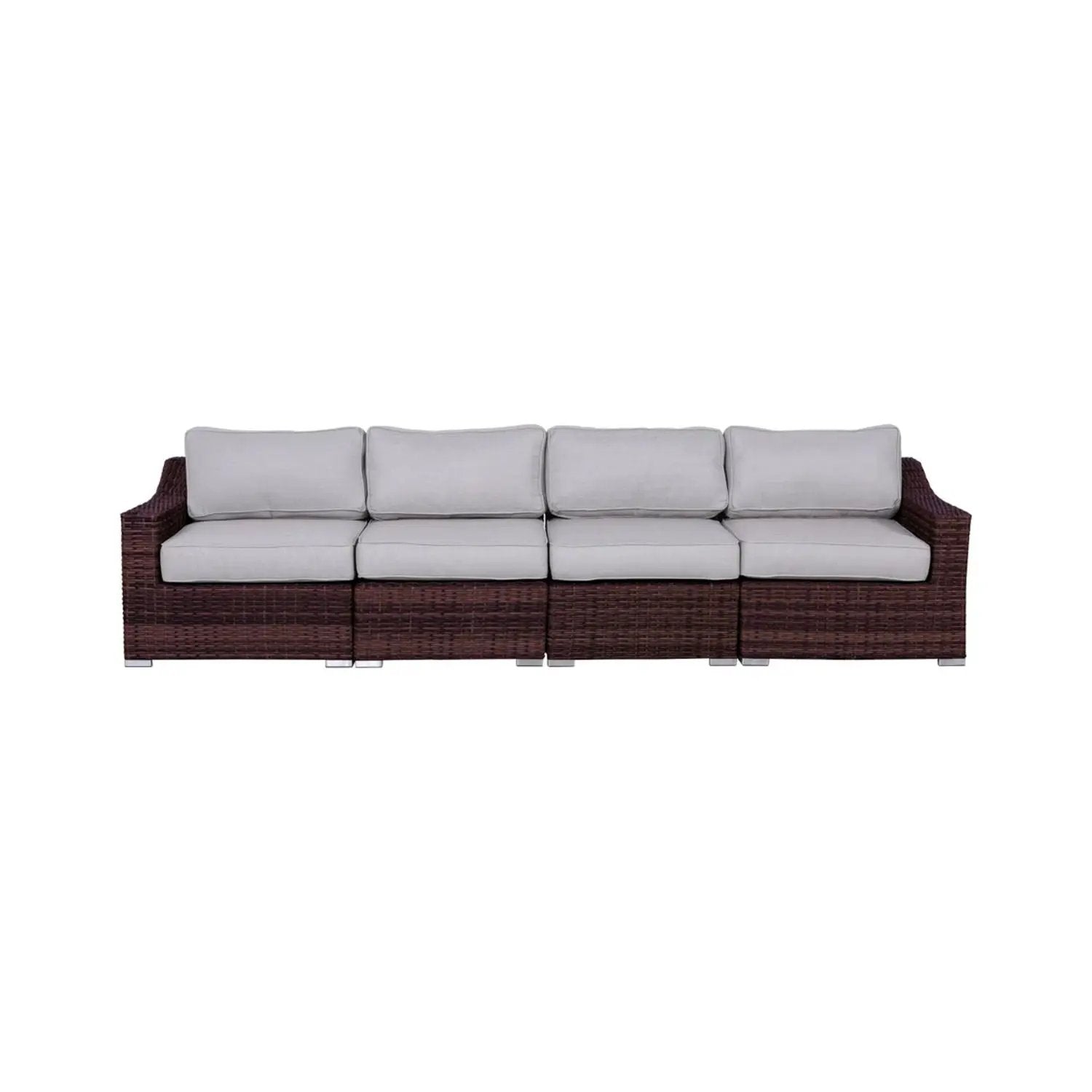 Contemporary outdoor rattan sectional with gray cushions, 4-seat by Unique Piece Furniture on Tampa Home & Garden Store