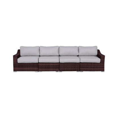 Contemporary outdoor rattan sectional with gray cushions, 4-seat by Unique Piece Furniture on Tampa Home & Garden Store