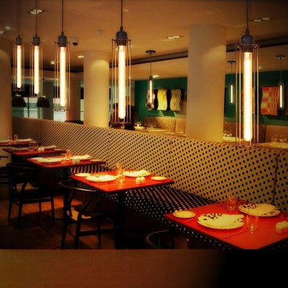 Lámpara de araña de estilo retro industrial, creativa, personalizada, para tienda de ropa, bar, restaurante, lámpara de techo de tres focos tipo flauta
