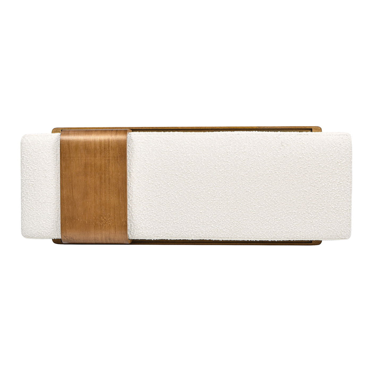 Modern telephone bench with sliding wood shelf in ivory white upholstery by HouseOfZazla on Tampa Home & Garden Store