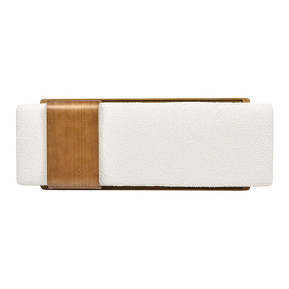 Modern telephone bench with sliding wood shelf in ivory white upholstery by HouseOfZazla on Tampa Home & Garden Store