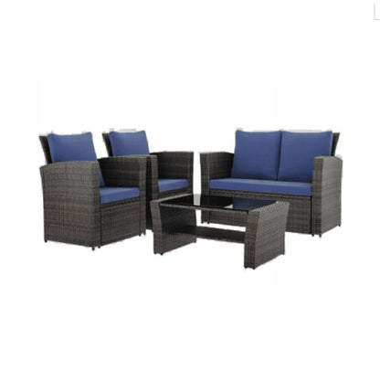 Modern 4 Piece Rattan Patio Set and Cushions
