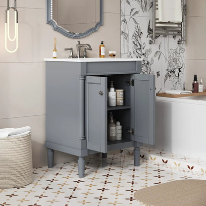 Bathroom Vanity with Top Sink and Dual Storage