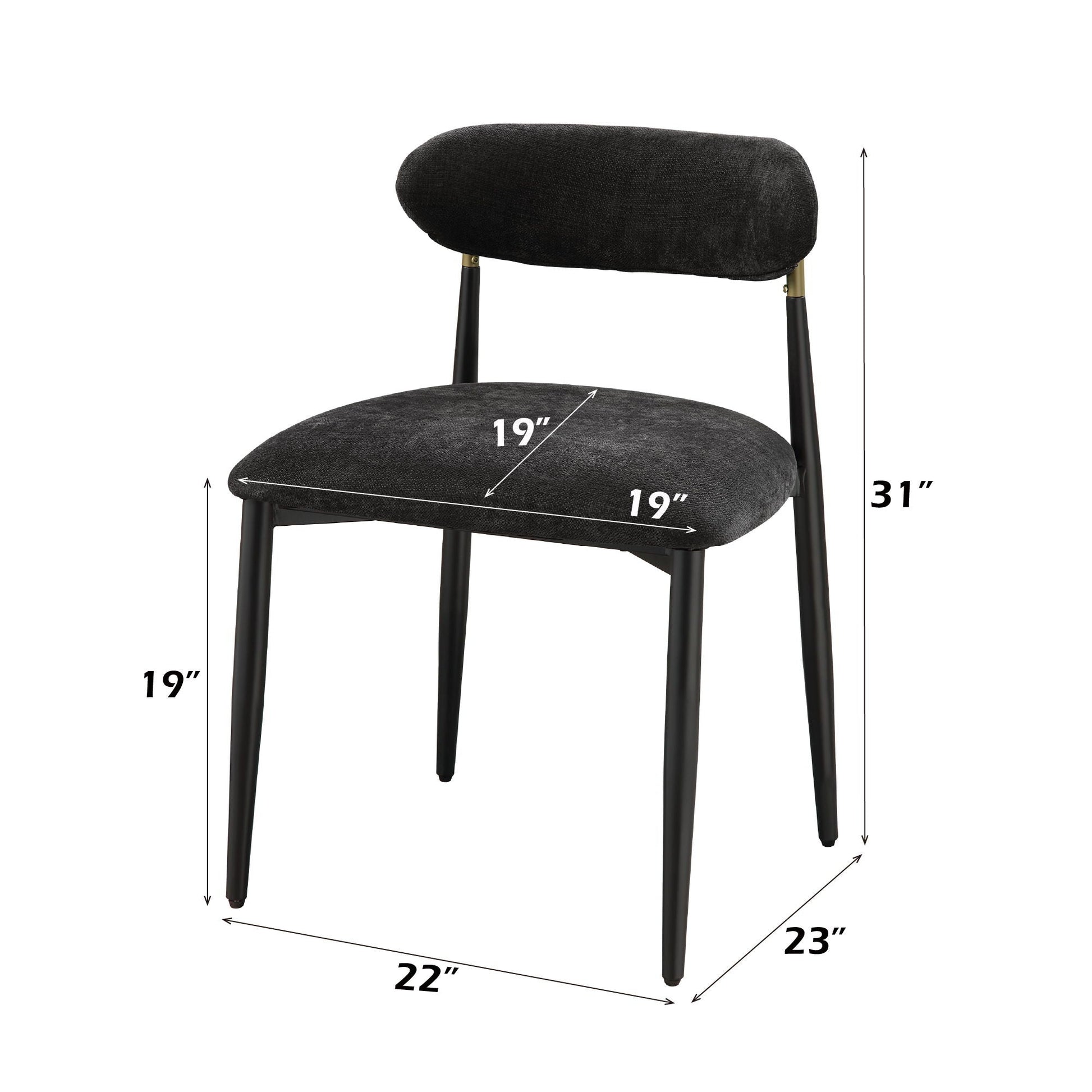 Jaramillo Contemporary Side Chair set of 2 with black upholstery and brass-accented legs on Tampa Home & Garden Store