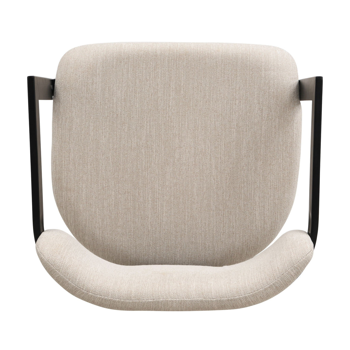 Upholstered dining armchairs set of 2 beige fabric with black wood arms on Tampa Home & Garden Store