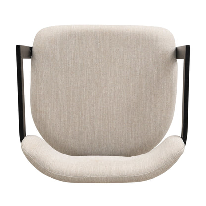 Upholstered dining armchairs set of 2 beige fabric with black wood arms on Tampa Home & Garden Store