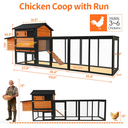 Large brown and black wooden chicken coop with run, HouseOfZazla, Pens & Hutches on Tampa Home & Garden Store