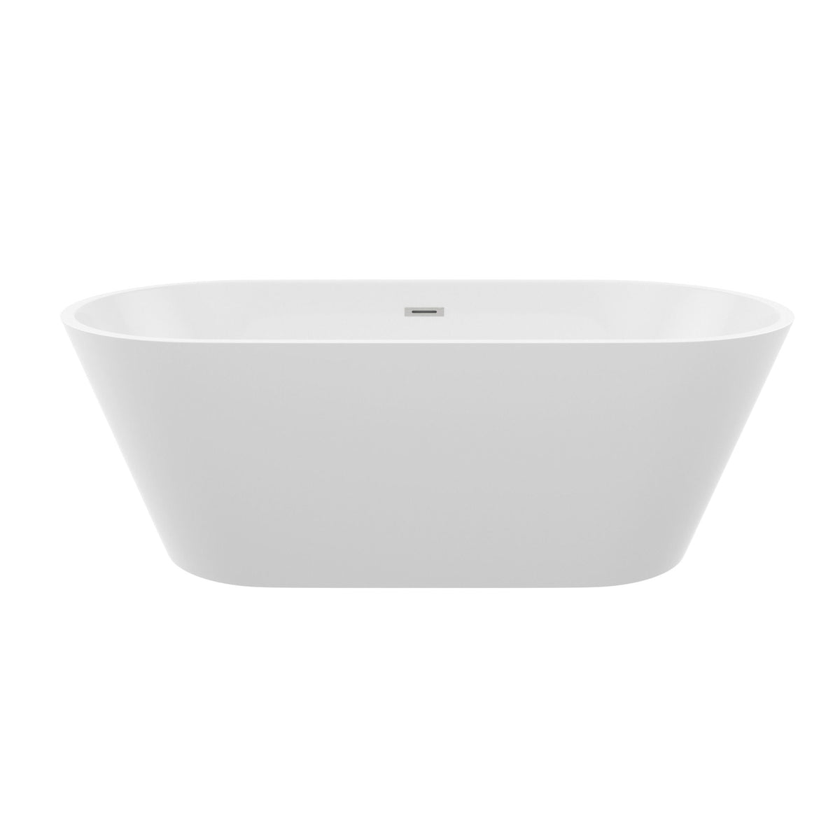 Glossy white freestanding bathtub with drain, oval silhouette on Tampa Home & Garden Store