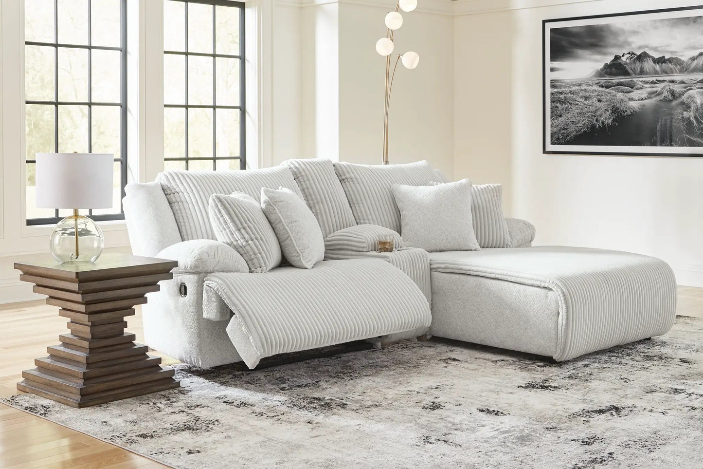 Top Tier Corduroy Reclining Sectional with Chaise