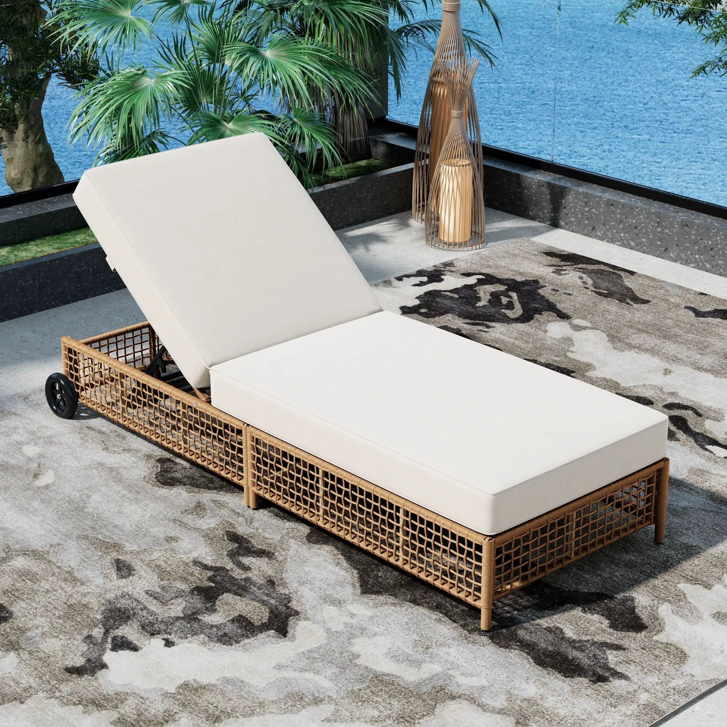 Lounge Chair With 5 Position Backrest Wheels