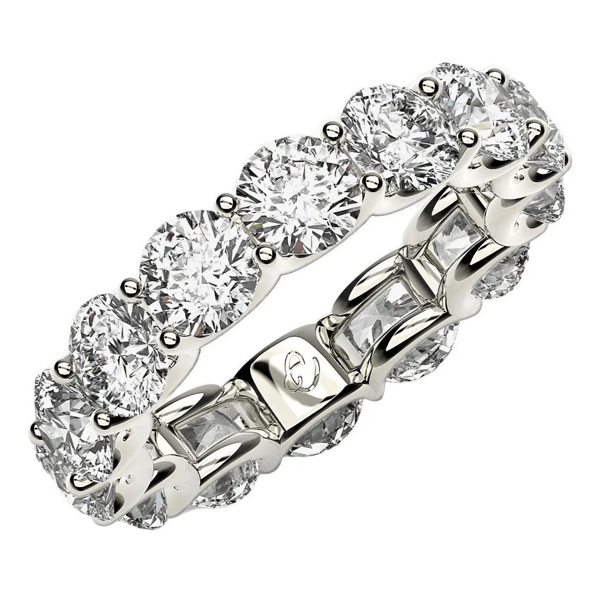 Round cut lab grown diamond eternity ring in 14k white gold, 6 cttw FG/VS2 on Tampa Home & Garden Store