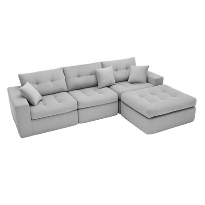 Corner chaise sectional sofa bed in light gray striped fabric, 2-piece set HouseOfZazla on Tampa Home & Garden Store
