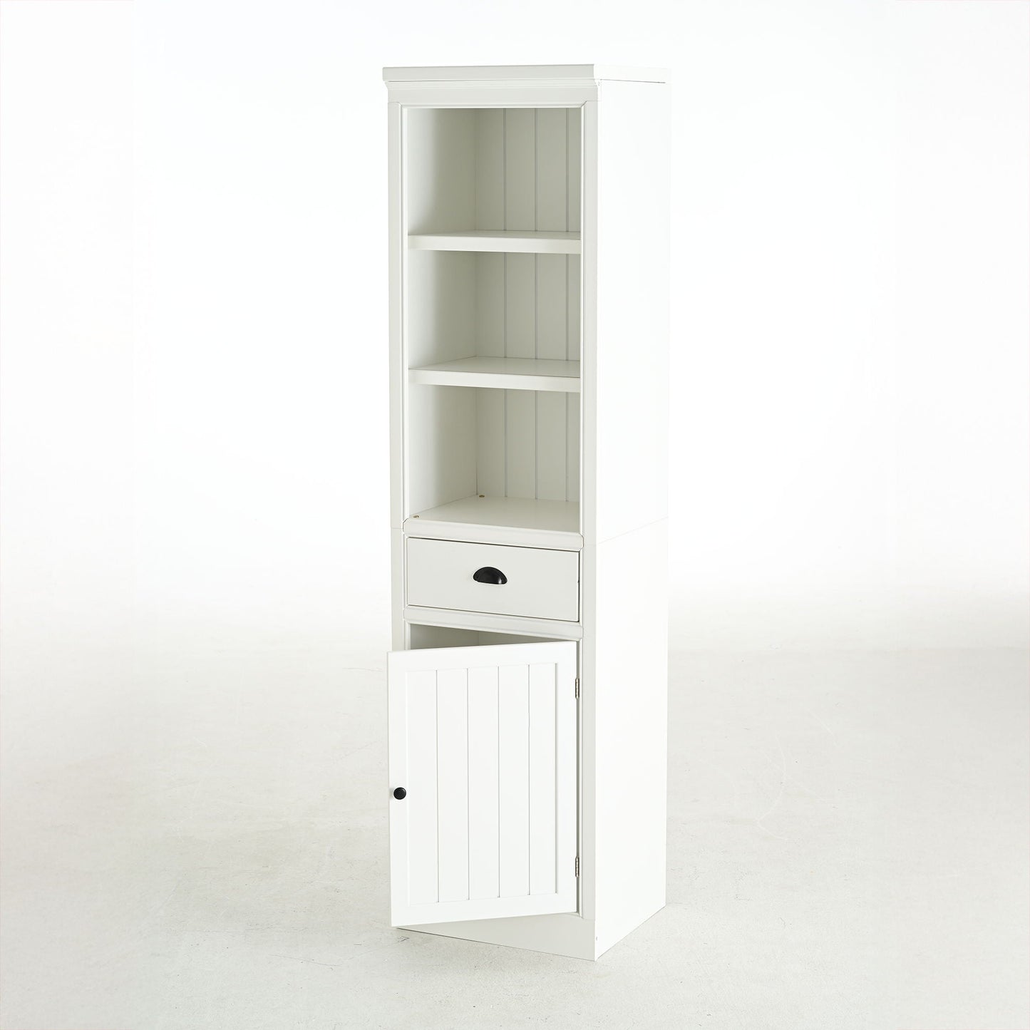 Retro White Tall Display Shelf and Cabinet