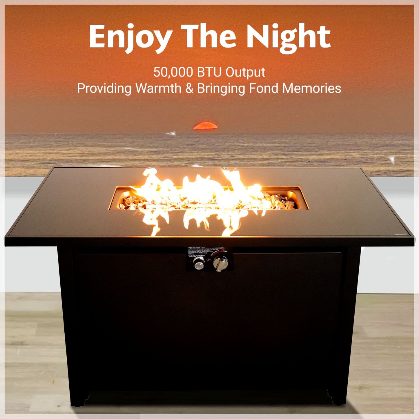 Modern Steel And Black Outdoor Fire Pit Table