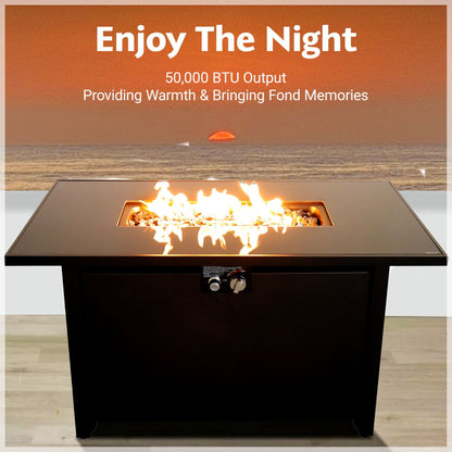 Modern Steel And Black Outdoor Fire Pit Table