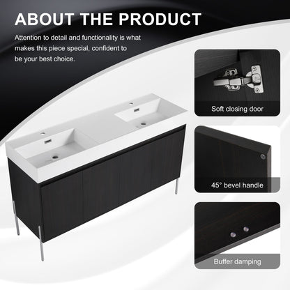 Freestanding bathroom vanity with white resin sink and espresso storage cabinet HouseOfZazla on Tampa Home & Garden Store