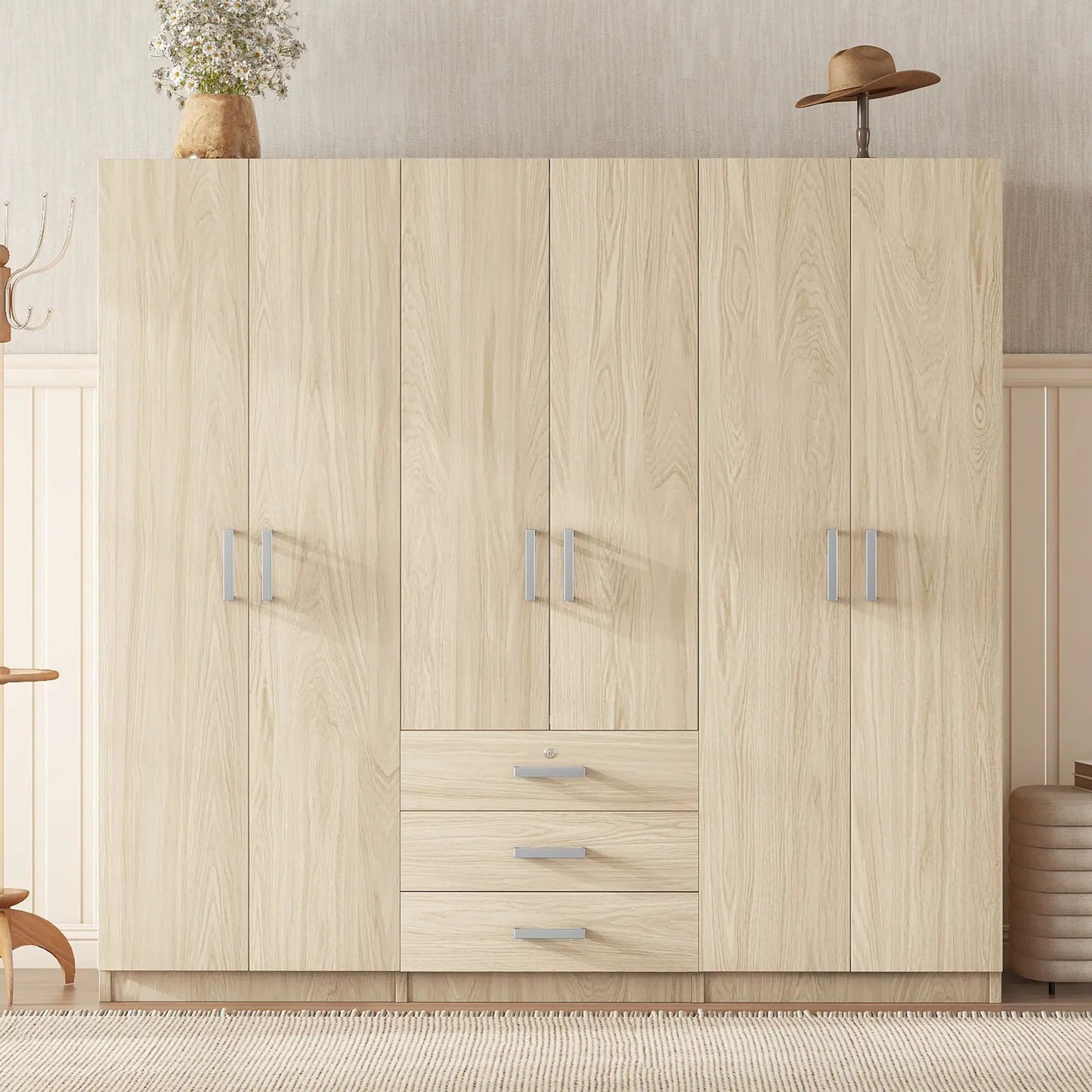 6 Doors Wardrobe Storage for Bedroom with Drawers