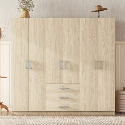 6 Doors Wardrobe Storage for Bedroom with Drawers