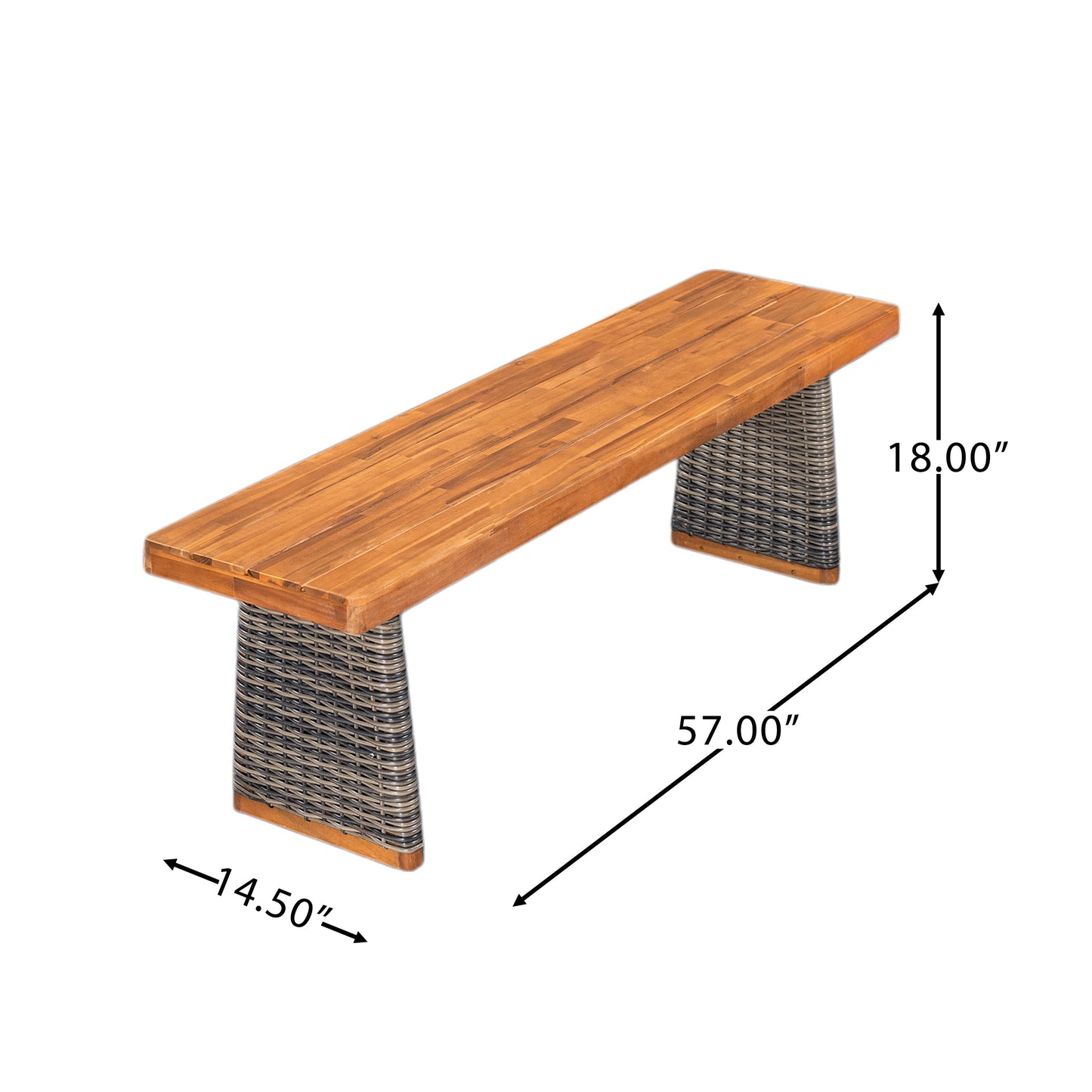 Outdoor Acacia Wood Bench With Teak Finish