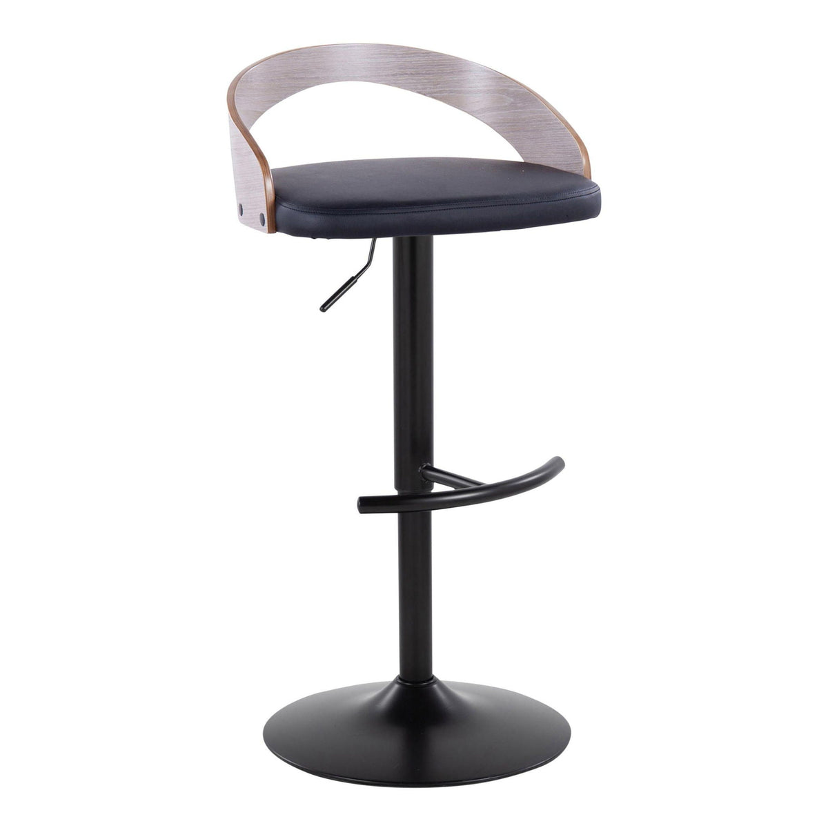 Barstool adjustable swivel with cushioned black seat and curved wood back from HouseOfZazla on Tampa Home & Garden Store