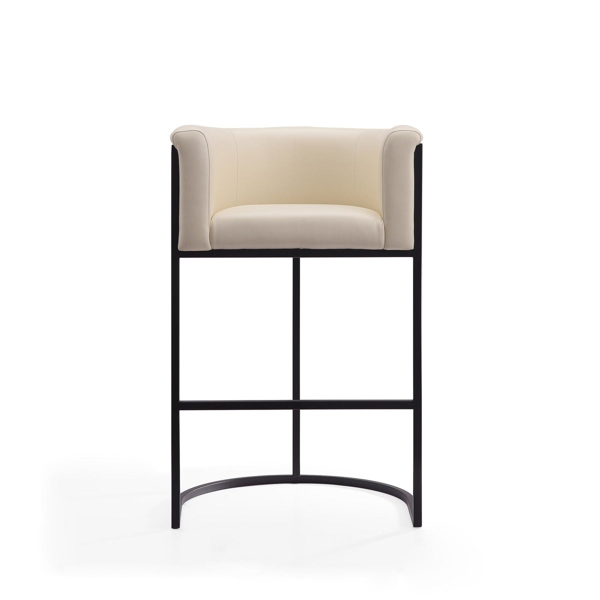 Cosmopolitan Stool with upholstered cream seat and black metal frame, counter height on Tampa Home & Garden Store