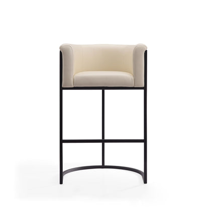 Cosmopolitan Stool with upholstered cream seat and black metal frame, counter height on Tampa Home & Garden Store