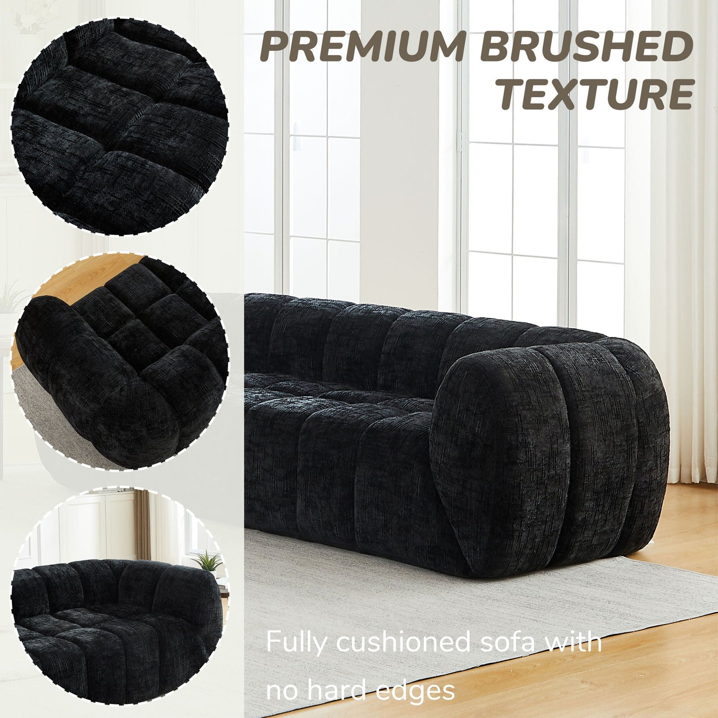 Modern Piano Key Backrest Sofa With Upholstery