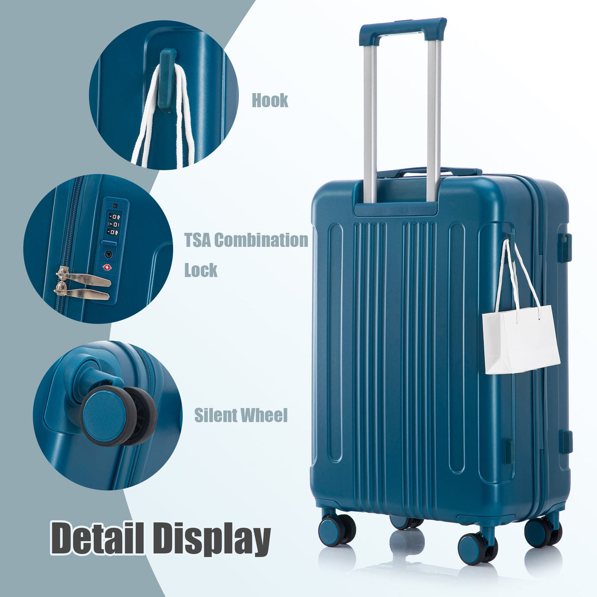 3-Piece ABS Spinner Luggage Set in Dark Blue (20/24/28) by HouseOfZazla TSA Combination Lock on Tampa Home & Garden Store