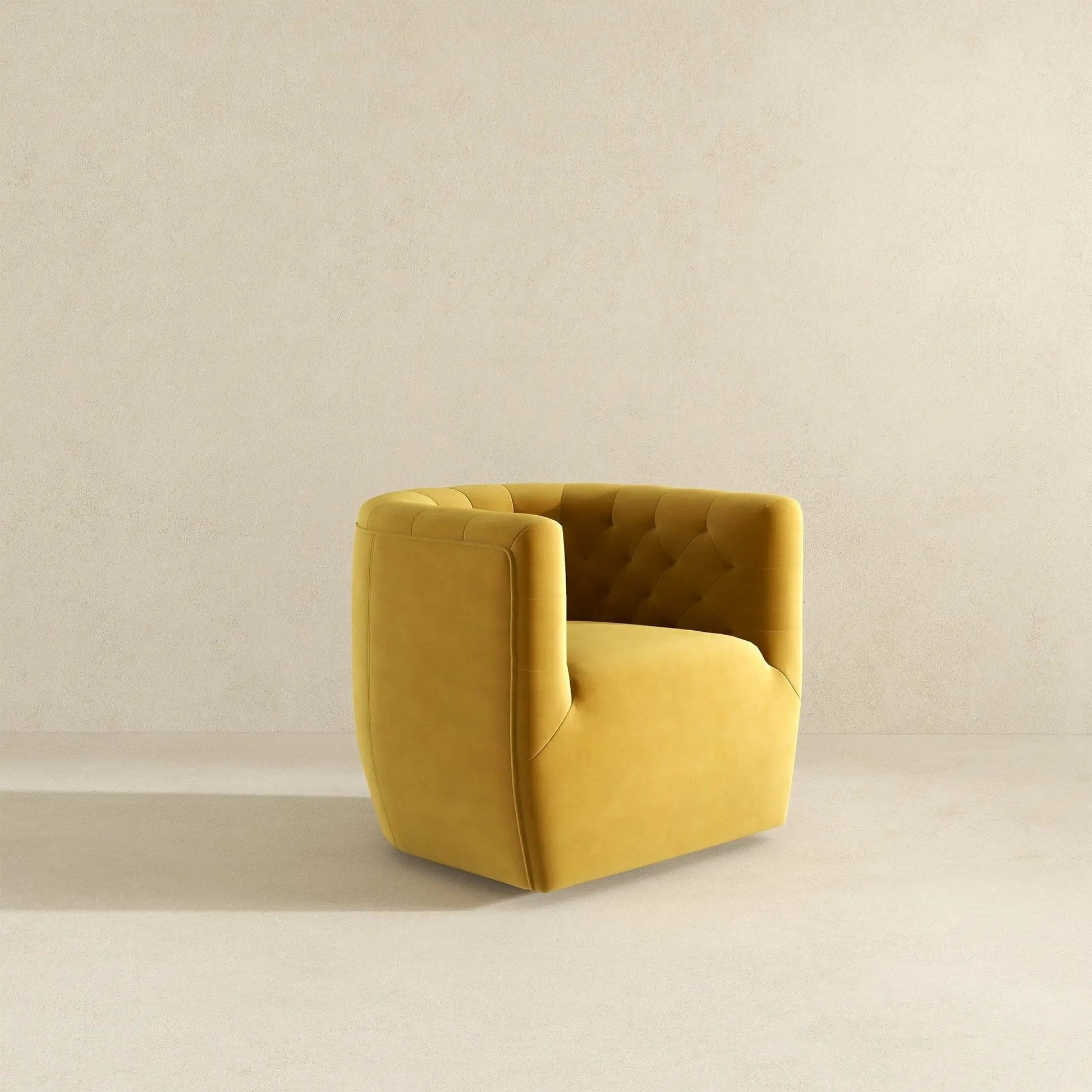 Delaney ergonomic swivel chairs in mustard velvet, tufted back, 2 on Tampa Home & Garden Store