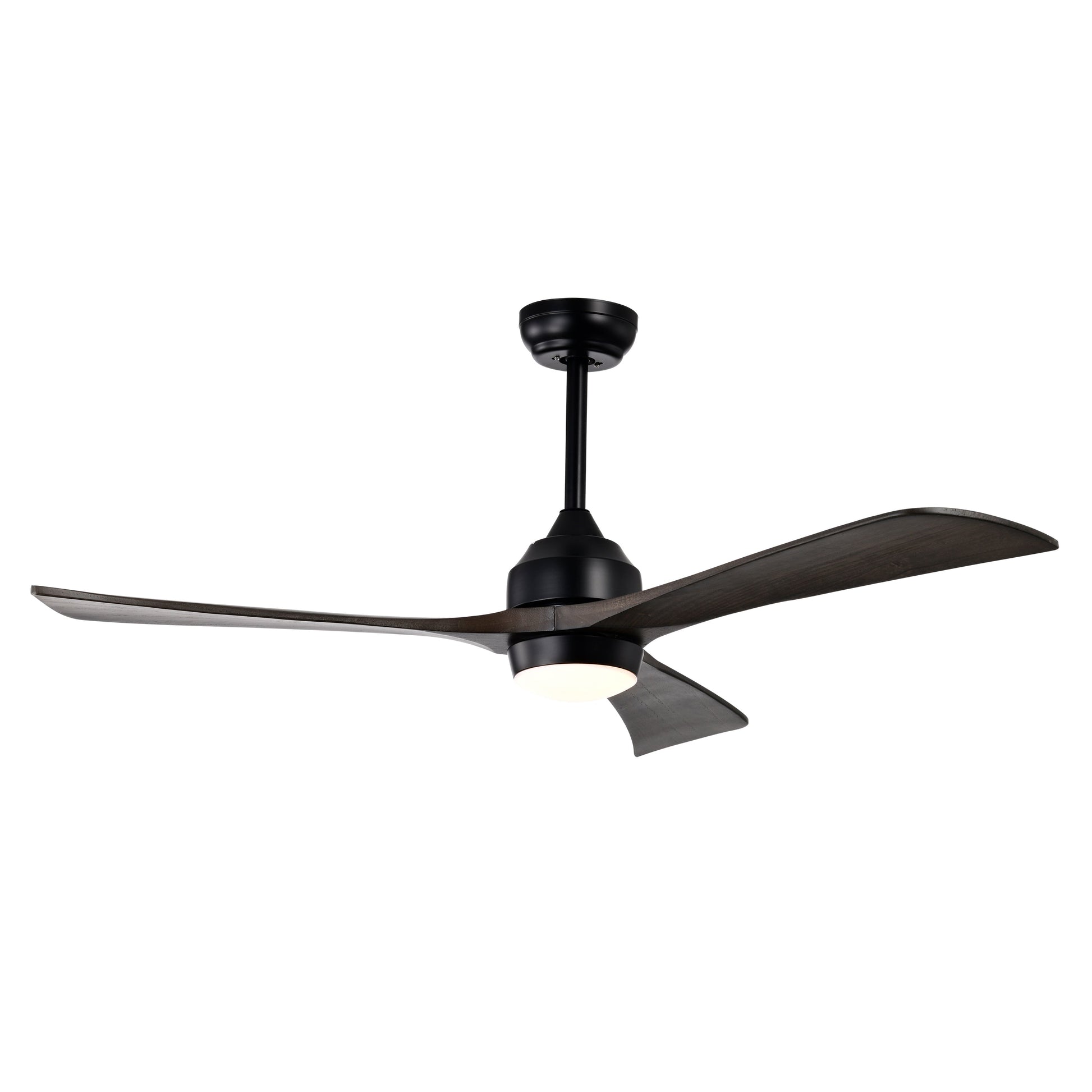 52-inch ceiling fan with wood blades, black canopy, frosted glass light on Tampa Home & Garden Store