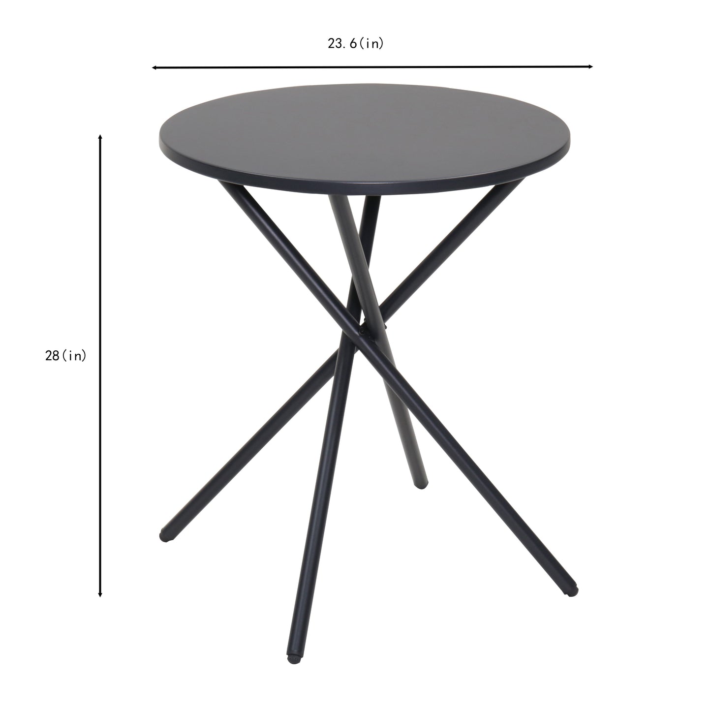 3-Piece Outdoor Wicker Bistro Set round charcoal gray table with crisscross metal legs on Tampa Home & Garden Store