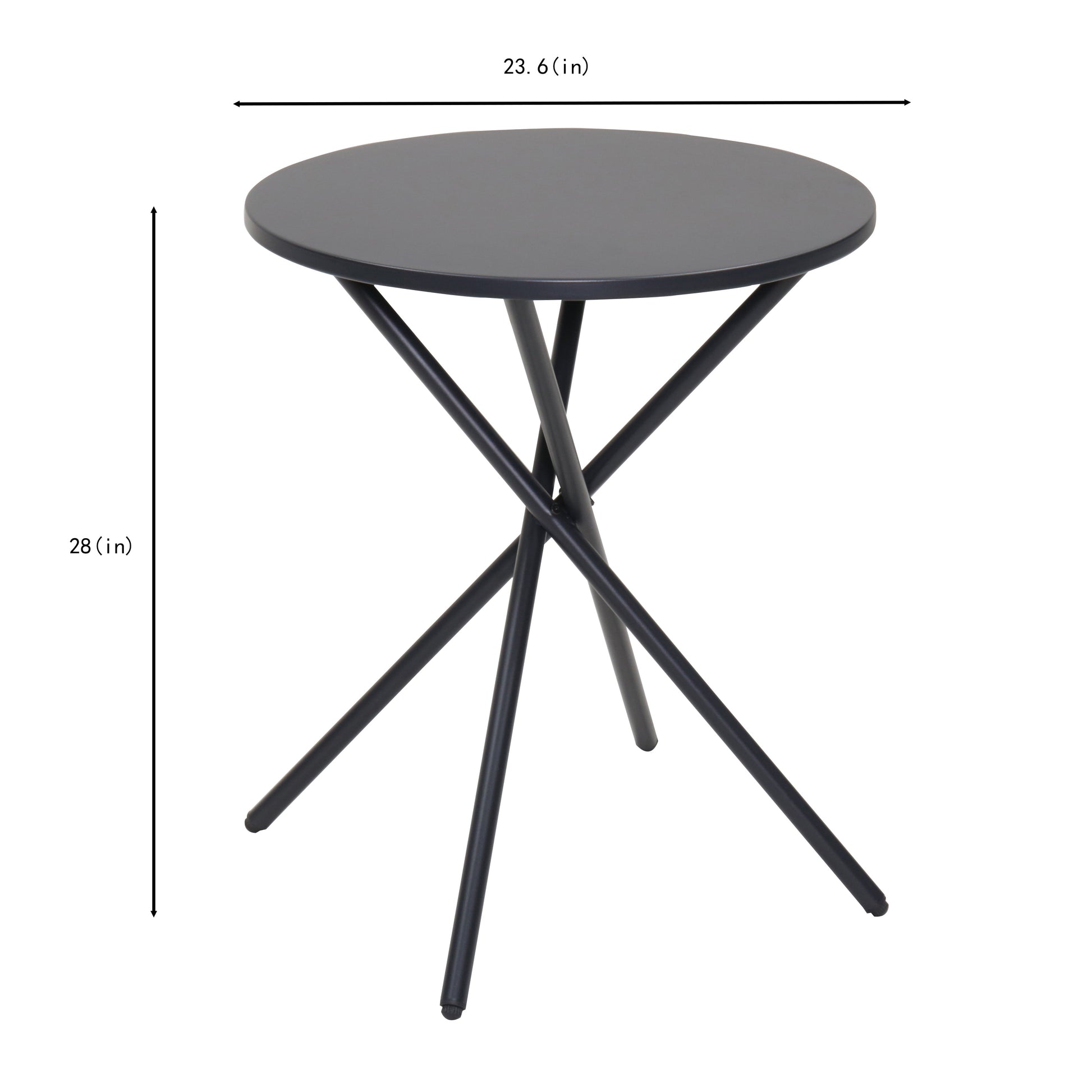 3-Piece Outdoor Wicker Bistro Set round charcoal gray table with crisscross metal legs on Tampa Home & Garden Store