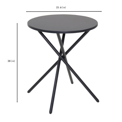 3-Piece Outdoor Wicker Bistro Set round charcoal gray table with crisscross metal legs on Tampa Home & Garden Store