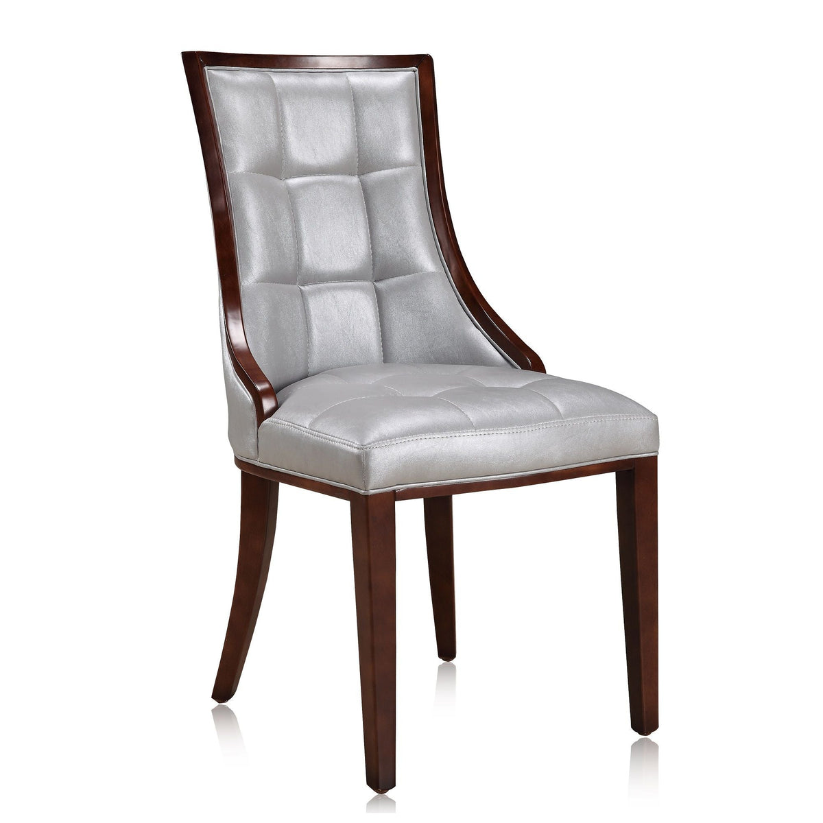 Fifth Avenue Dining Chair set of 2, gray tufted upholstery with dark wood frame HouseOfZazla on Tampa Home & Garden Store
