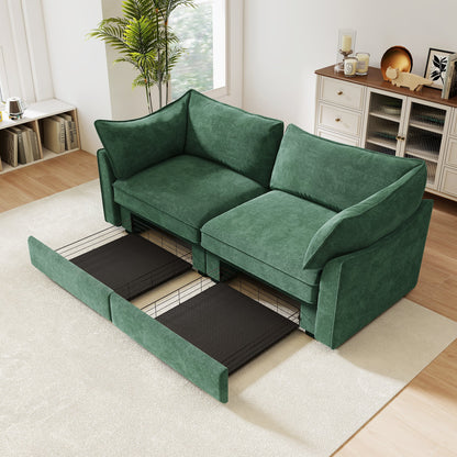 2 Seater Sofa With Pull Out Storage Drawers emerald green velvet upholstery by HouseOfZazla on Tampa Home & Garden Store
