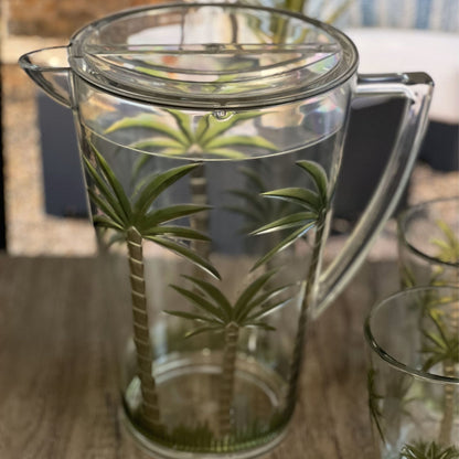 Palm Tree Design Acrylic Water Pitcher and Lid