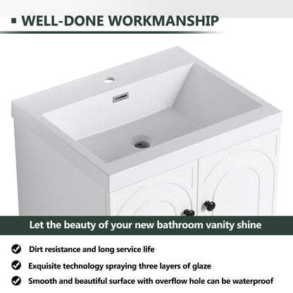 Freestanding bath vanity with resin sink and door, white finish by HouseOfZazla on Tampa Home & Garden Store