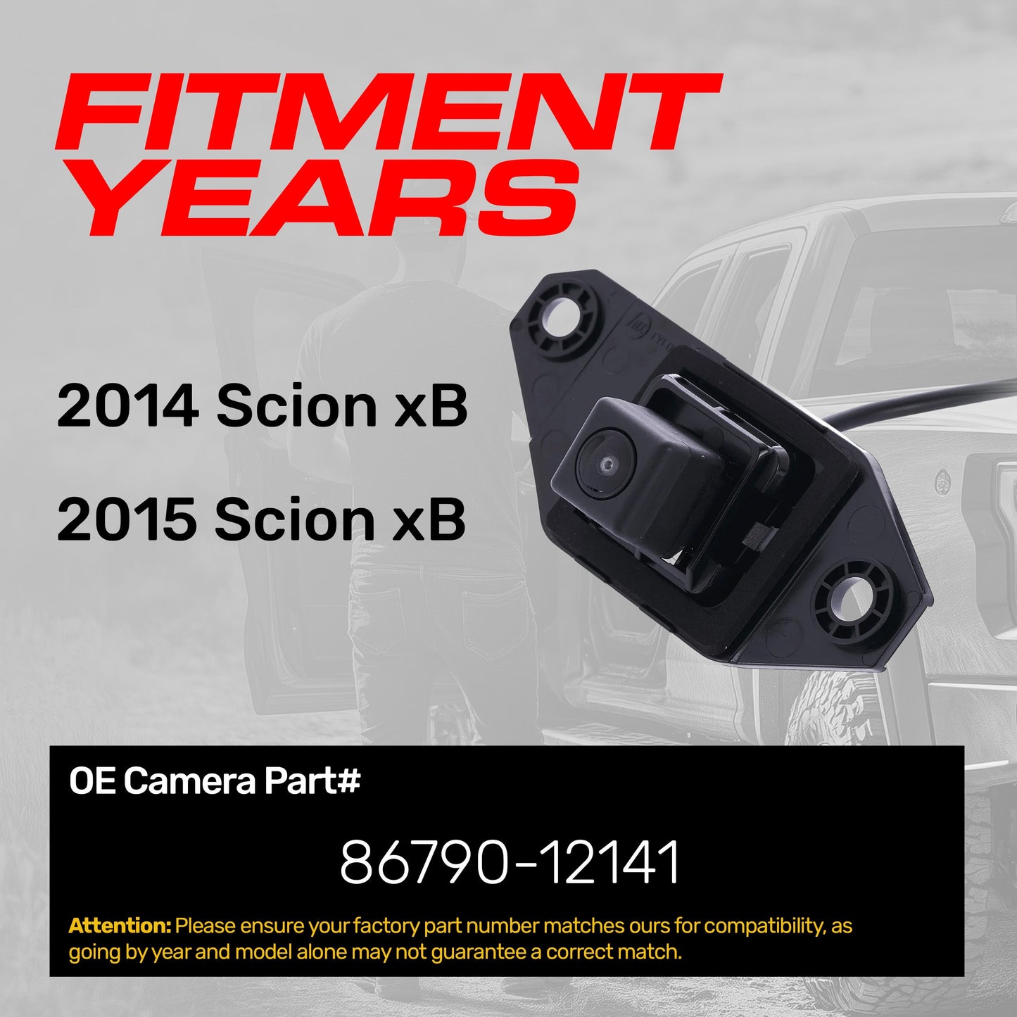 Backup camera OEM replacement for 2014–2015 Toyota Scion xB, Master Tailgaters, 86790-12141 on Tampa Home & Garden Store