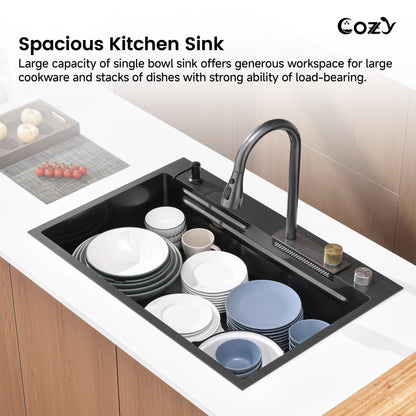 Modern Waterfall Single Bowl Kitchen Sink