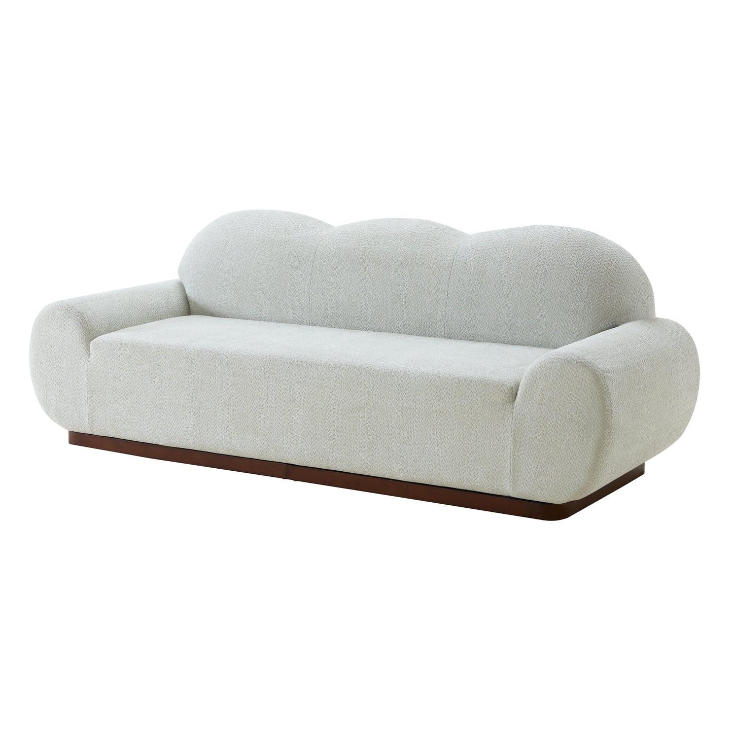 88in Cloud and Curved 3 Seater Light Boucle Sofa
