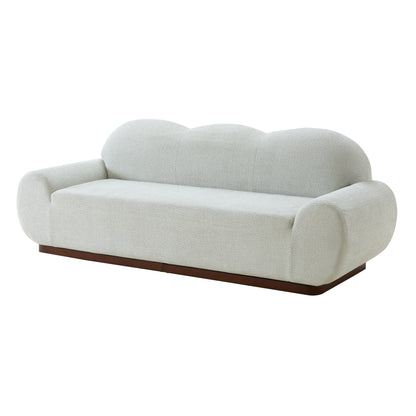 88in Cloud and Curved 3 Seater Light Boucle Sofa
