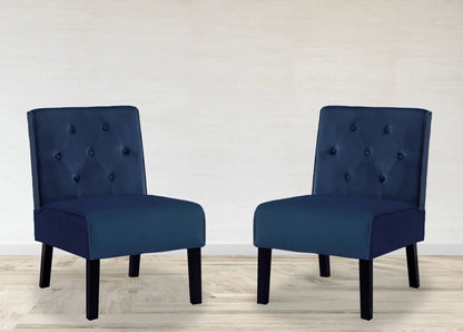 Reese armless button tufted chairs set of 2 in navy blue with dark legs on Tampa Home & Garden Store